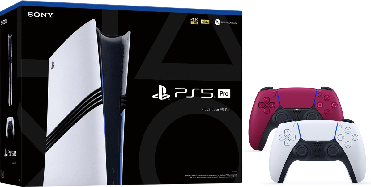 Sony PlayStation 5 Pro (1 ревизия, 2 геймпада, белый/космический красный)