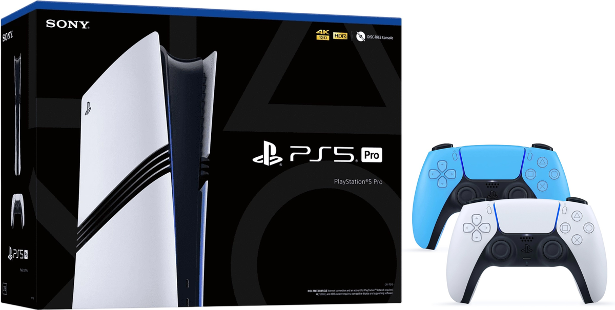 Sony PlayStation 5 Pro (1 ревизия, 2 геймпада, белый/звездный синий)