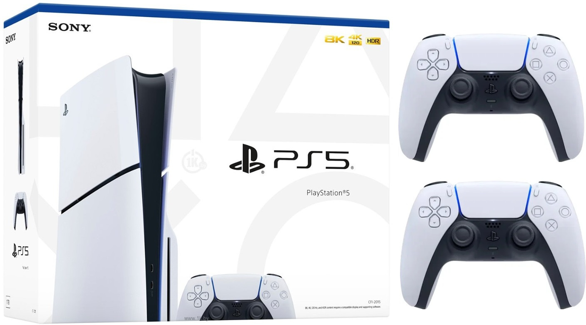 Sony PlayStation 5 Slim (2 ревизия, 2 геймпада)